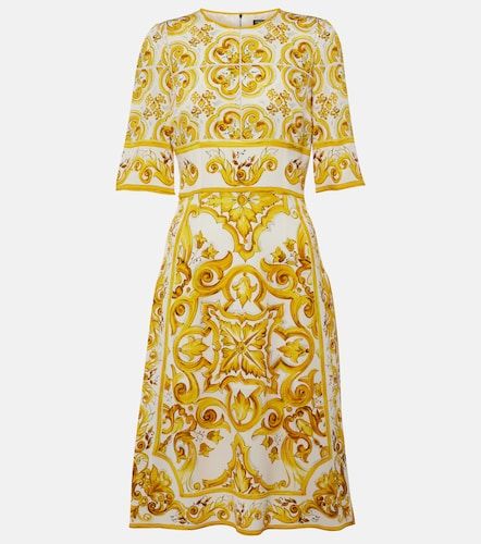 Abito midi Majolica in misto seta - Dolce&Gabbana - Modalova
