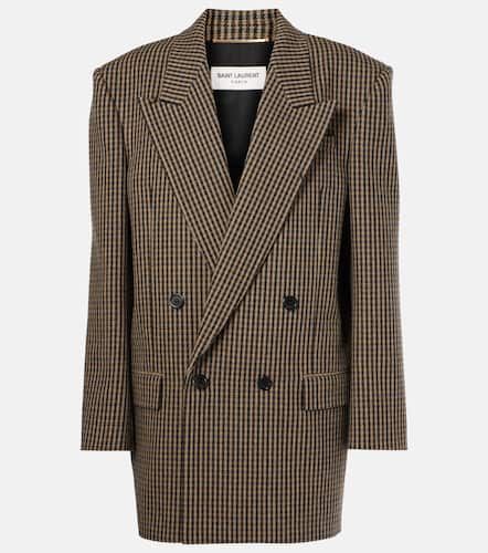 Checked oversized wool-blend blazer - Saint Laurent - Modalova