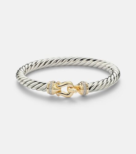 Bracciale Cable Flex® Buckle in sterling e oro 14kt con diamanti - David Yurman - Modalova