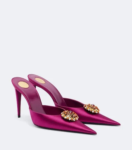 Cosmo embellished satin crepe mules - Saint Laurent - Modalova