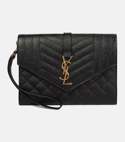 Envelope matelassÃ© leather clutch - Saint Laurent - Modalova