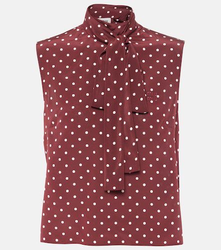 Polka-dot tie-neck silk blouse - Miu Miu - Modalova