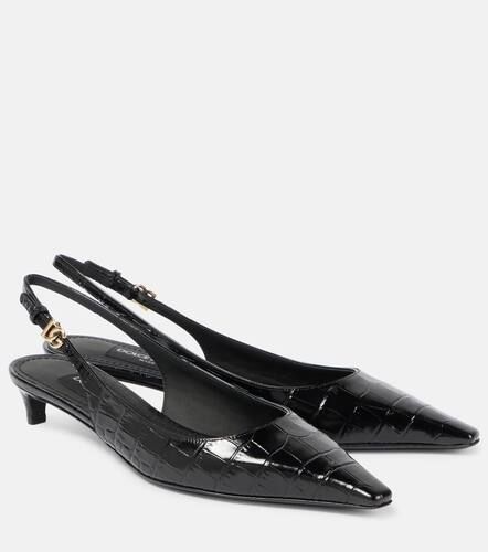 Croc-effect patent leather slingback pumps - Dolce&Gabbana - Modalova