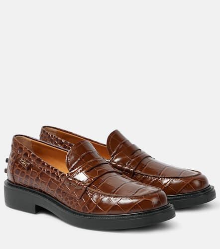 Croc-effect leather penny loafers - Tod's - Modalova