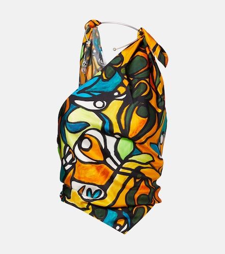 Printed draped silk top - Christopher Esber - Modalova