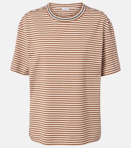 Camiseta oversized de jersey de algodón a rayas - Brunello Cucinelli - Modalova