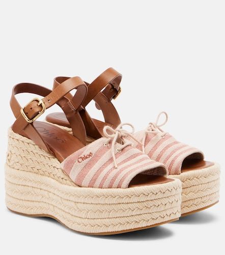 Striped canvas espadrille wedge sandals - Chloe - Modalova