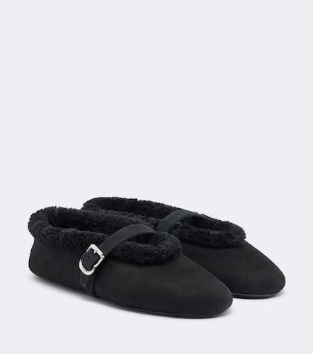 Shearling-trimmed suede Mary Jane flats - Alaia - Modalova