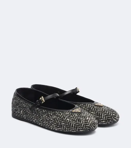 Chevron tweed Mary Jane ballet flats - Prada - Modalova