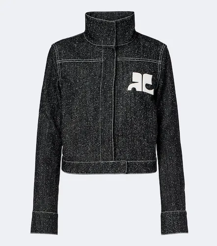 Courrèges Chaqueta de tweed y denim con logo - Courreges - Modalova