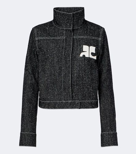 Courrèges Giacca di jeans e tweed con logo - Courreges - Modalova