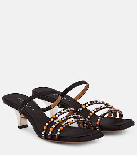 Mules Melrose in raso con cristalli - Marni - Modalova
