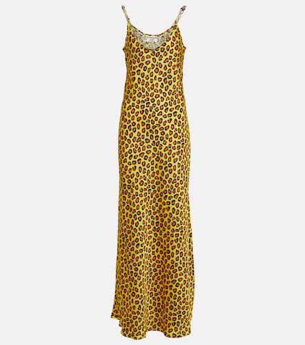 Chain-detail leopard-print satin slip dress - Rabanne - Modalova