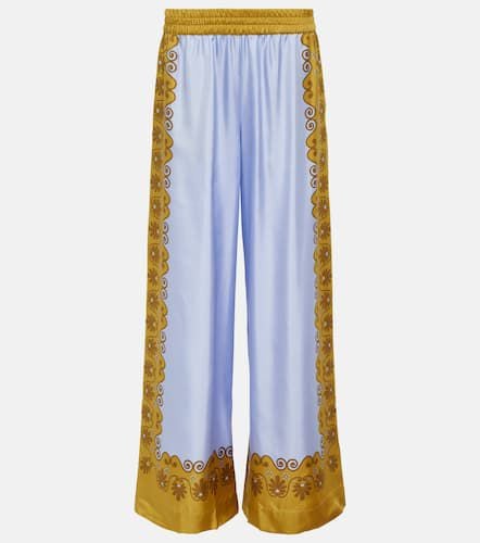 Printed silk twill palazzo pants - La DoubleJ - Modalova