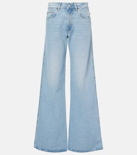 Leather-trimmed wide-leg jeans - Coperni - Modalova