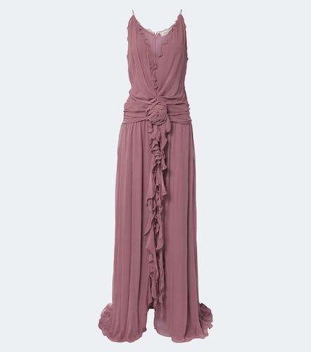 Abito lungo in georgette con volant - Blumarine - Modalova