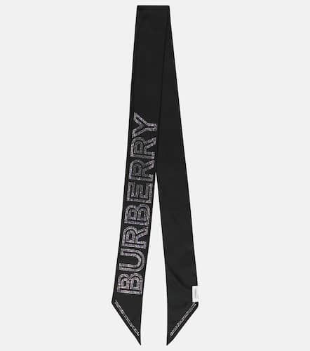 Logo embellished silk twill scarf - Burberry - Modalova