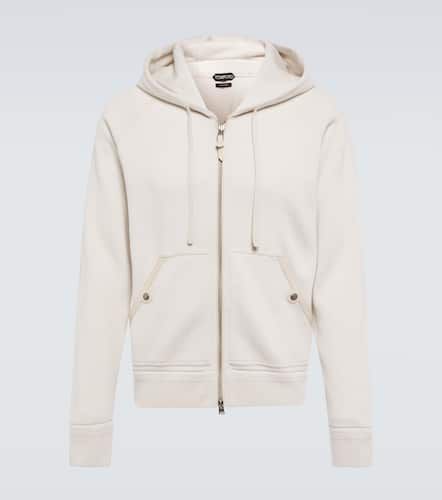 Leather-trimmed cashmere hoodie - Tom Ford - Modalova