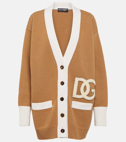 Logo oversized wool cardigan - Dolce&Gabbana - Modalova