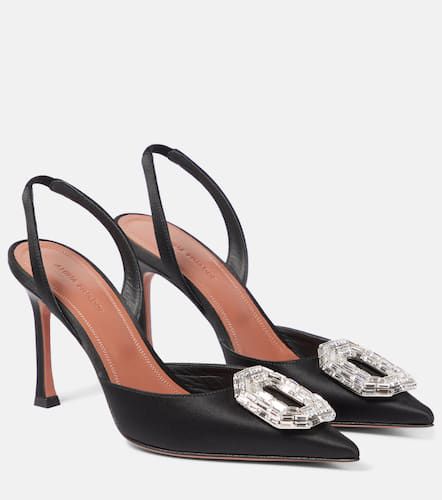 Camelia 90 satin slingback pumps - Amina Muaddi - Modalova