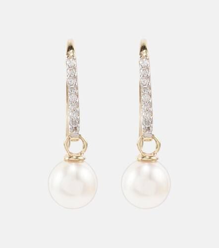 Kt drop earrings with diamonds and pearls - Mateo - Modalova