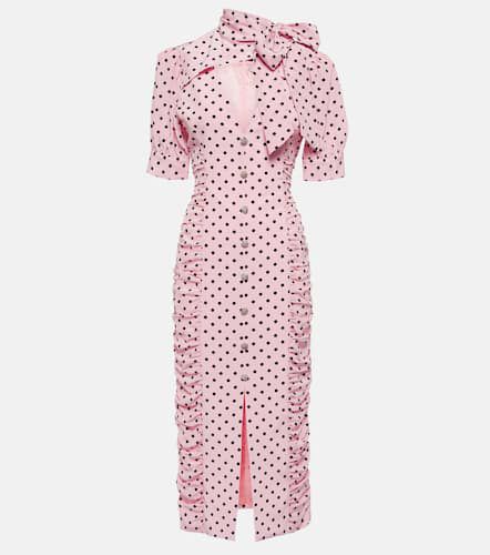 Polka-dot tie-neck silk midi dress - Alessandra Rich - Modalova