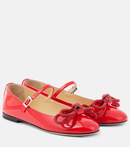 Bow-detail patent leather Mary Jane flats - Mach & Mach - Modalova