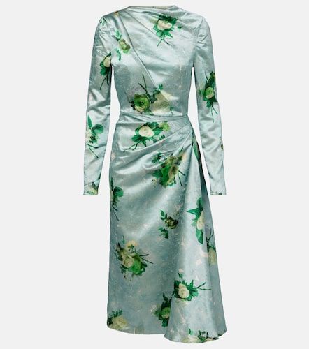 Abito midi in raso con stampa floreale - Erdem - Modalova