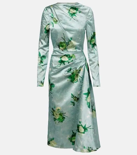 Vestido midi de satén floral drapeado - Erdem - Modalova