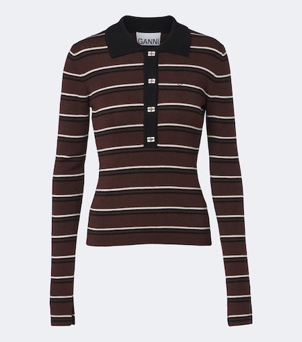 Ganni Pullover polo in lana a righe - Ganni - Modalova