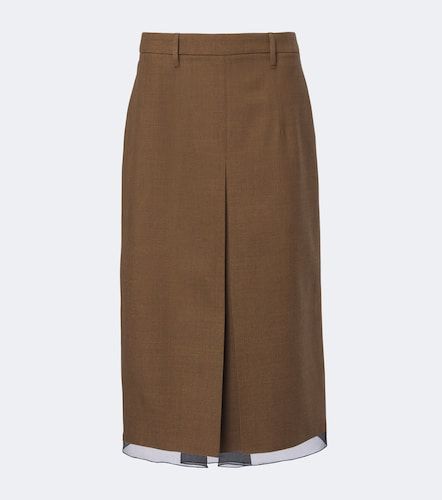 Midirock aus Schurwolle mit Chiffon - Prada - Modalova