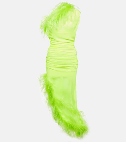 Feather-trimmed midi dress - Giuseppe di Morabito - Modalova