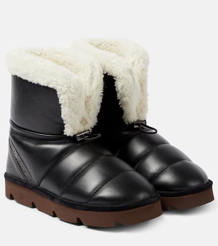 Stiefel aus Leder mit Shearling - Brunello Cucinelli - Modalova