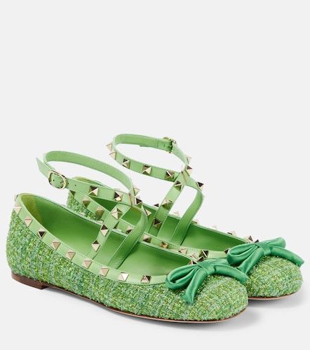 Bailarinas Rockstud de tweed y lamé - Valentino Garavani - Modalova