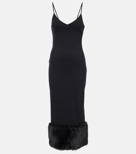 Faux shearling-trimmed midi dress - Prada - Modalova