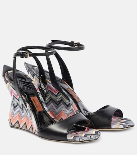 Zig Zag leather wedge sandals - Missoni - Modalova