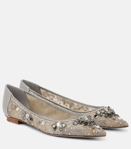 Embellished leather-trimmed ballet flats - Rene Caovilla - Modalova