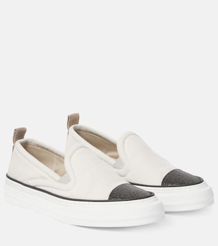 Monili-embellished slip-on sneakers - Brunello Cucinelli - Modalova