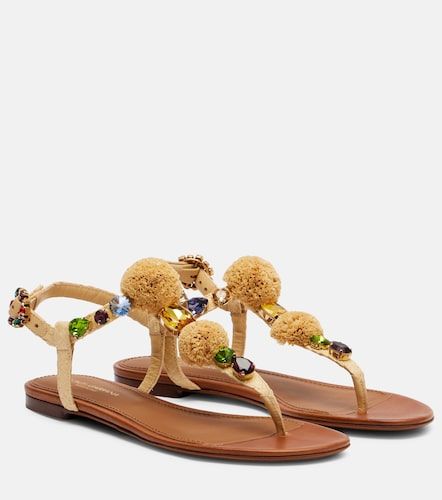 Embellished raffia-effect thong sandals - Dolce&Gabbana - Modalova