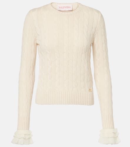 Cable-knit ruffled cashmere sweater - Valentino - Modalova