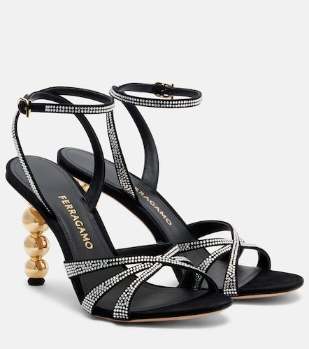 Sandali 90 in suede con cristalli - Ferragamo - Modalova