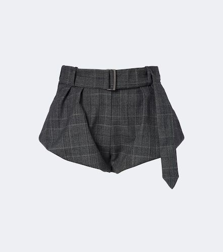 Belted checked virgin wool shorts - Magda Butrym - Modalova
