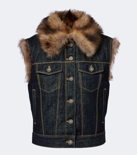 Fendi Gilet di jeans con shearling - Fendi - Modalova