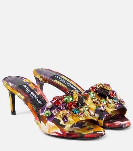 Rhinestone-embellished floral satin mules - Dolce&Gabbana - Modalova