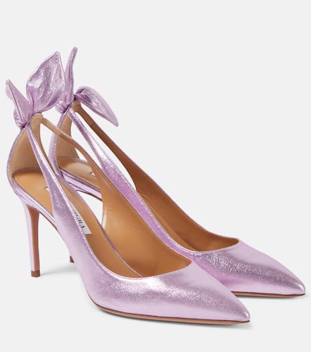 Bow Tie 85 metallic leather pumps - Aquazzura - Modalova