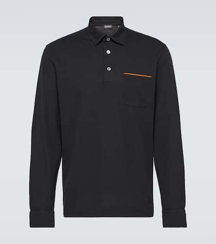 Long-sleeved cotton piqué polo shirt - Zegna - Modalova