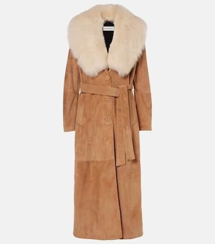 Dakota shearling-trimmed suede coat - Nour Hammour - Modalova