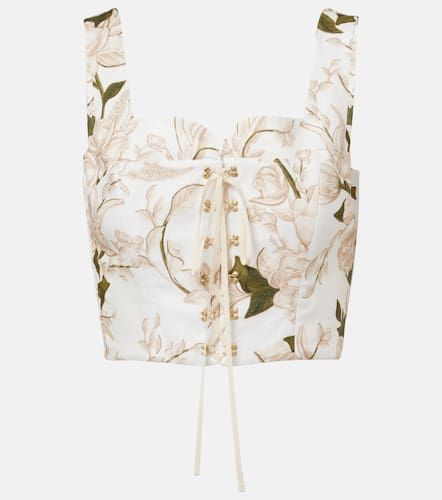 Reserva Gardenia floral linen crop top - Agua by Agua Bendita - Modalova