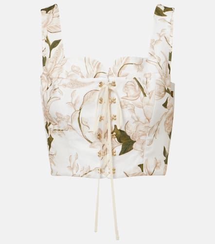 Reserva Gardenia floral linen crop top - Agua by Agua Bendita - Modalova