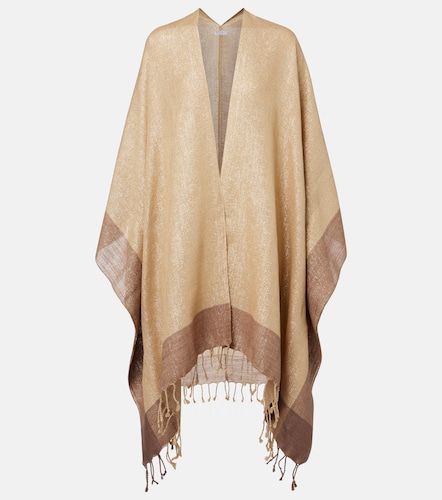 Poncho en mezcla de lino con flecos - Brunello Cucinelli - Modalova